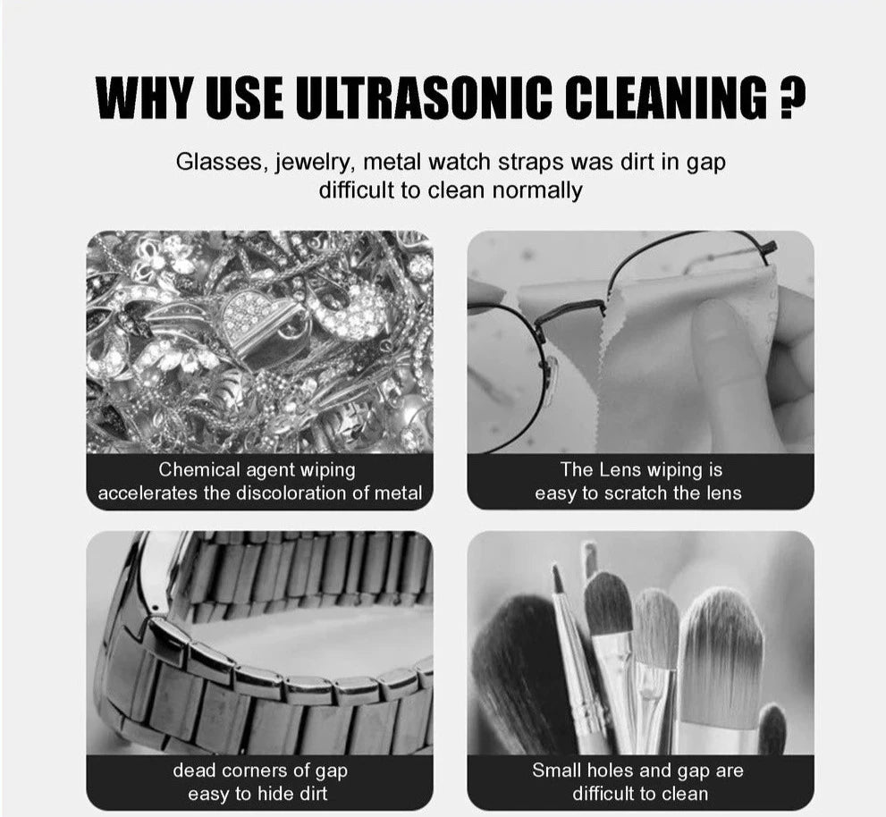 Portable Ultrasonic Glasses/Jewerly Cleaner